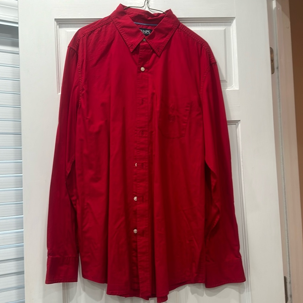Mens Chaps long sleeve red shirt size large